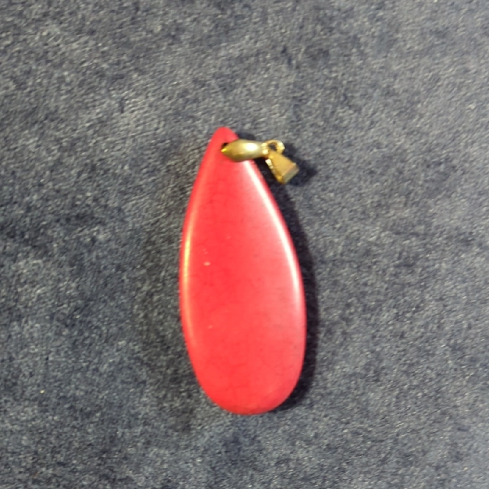 Gorgeous Vintage Large Red Jasper Teardrop Pendant